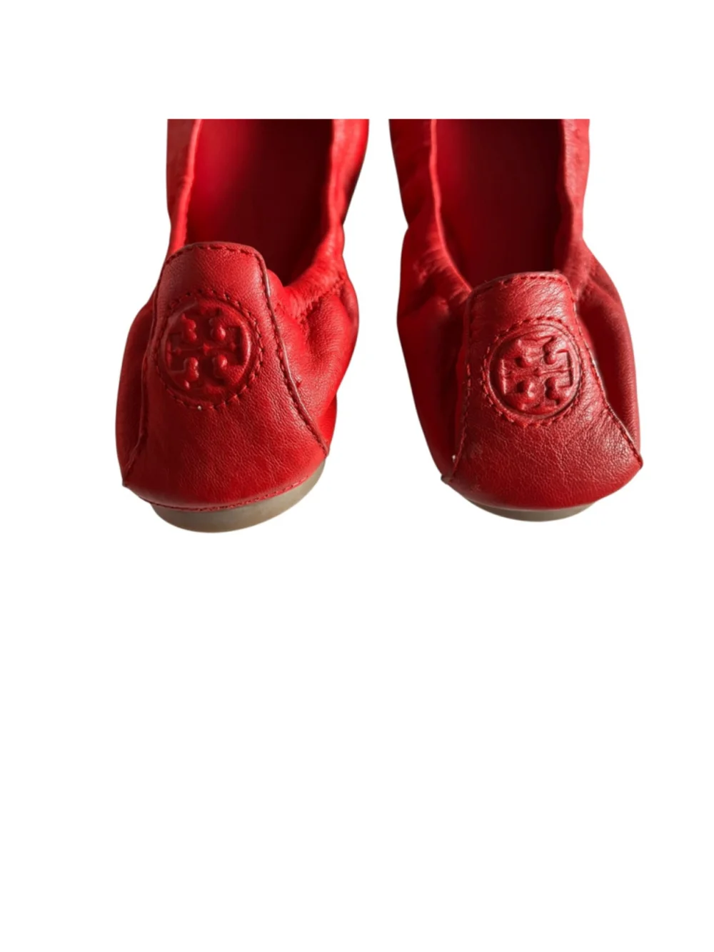 Tory Burch Cherry Red Leather Edie Mestico Ballet Flats Size 5